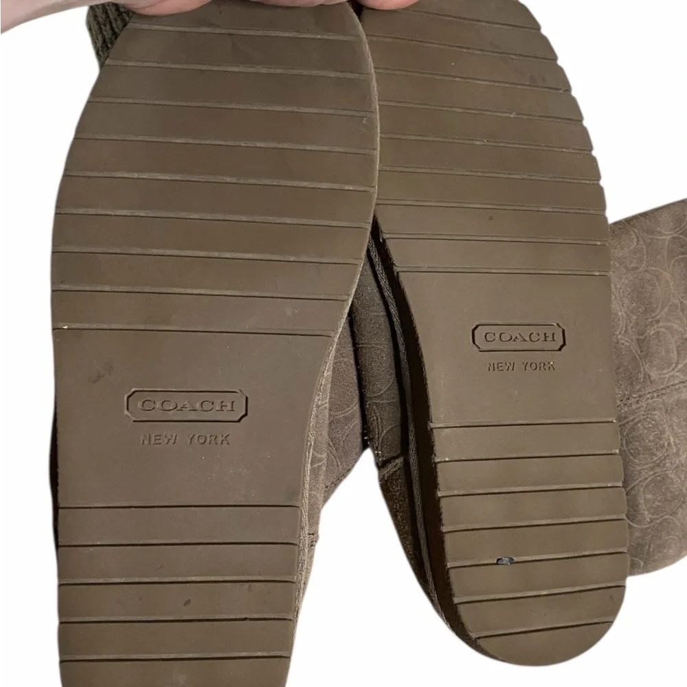 Coach Grey Suede Boots with Silver Logo & Built in Knit Liners - Picture 8 of 11